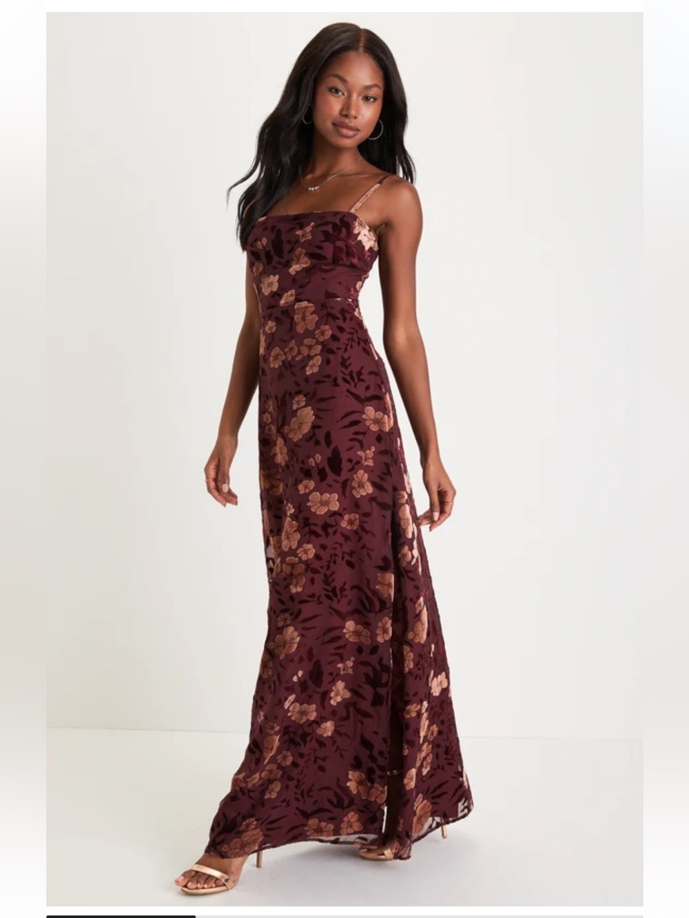 NWT Lulu’s Burgundy Maxi Dress